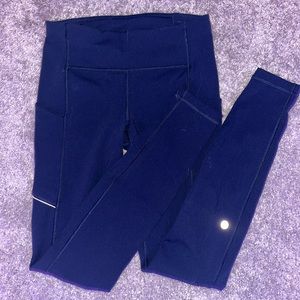 Lululemon Wonder Train Mid-Rise Navy Leggings